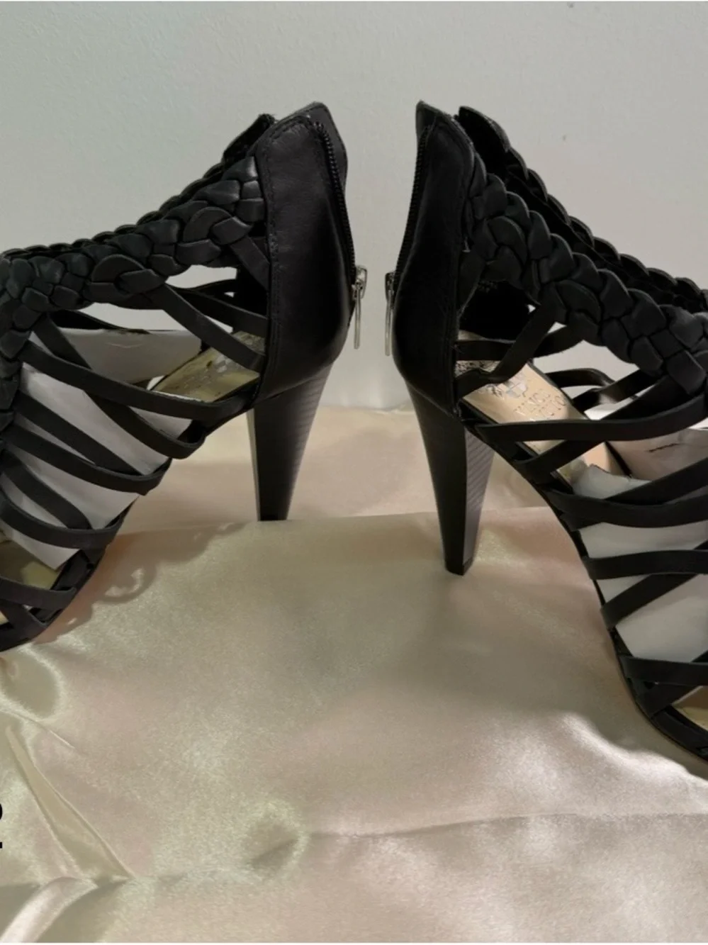 Vince Camuto Alaizah Braided Caged Women Heel Sandal Black Size 7.5 M